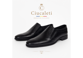 Pantofi barbati eleganti negri din piele naturala fara siret GKR818EN
